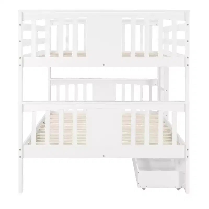 Letto a Castello Completo su Completo con Cassetti, Struttura per Letto a Castello in Legno di Dimensione Completa per Bambini Adolescenti Adulti, Convertibile in 2 Letti