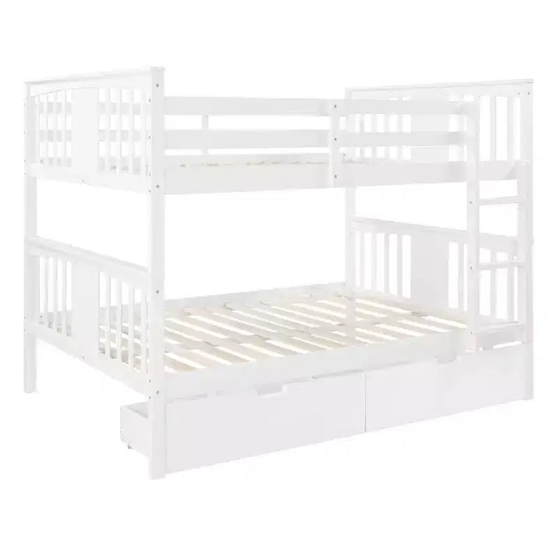 Letto a Castello Completo su Completo con Cassetti, Struttura per Letto a Castello in Legno di Dimensione Completa per Bambini Adolescenti Adulti, Convertibile in 2 Letti