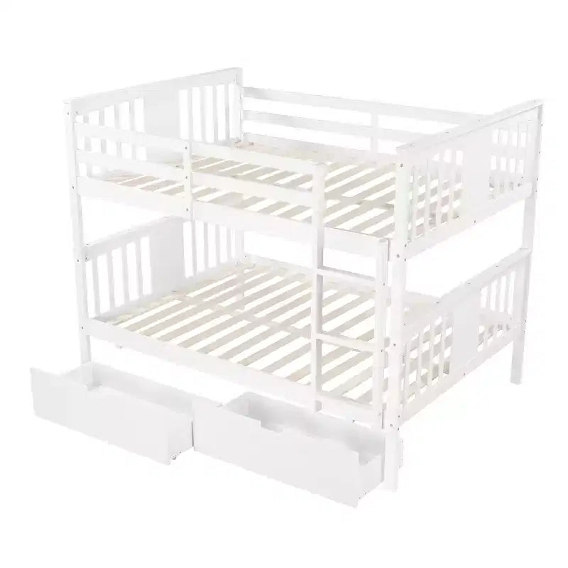 Letto a Castello Completo su Completo con Cassetti, Struttura per Letto a Castello in Legno di Dimensione Completa per Bambini Adolescenti Adulti, Convertibile in 2 Letti