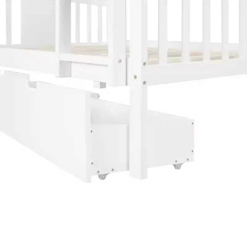 Letto a Castello Completo su Completo con Cassetti, Struttura per Letto a Castello in Legno di Dimensione Completa per Bambini Adolescenti Adulti, Convertibile in 2 Letti