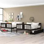 Letto a Castello Completo su Completo con Cassetti, Struttura per Letto a Castello in Legno di Dimensione Completa per Bambini Adolescenti Adulti, Convertibile in 2 Letti