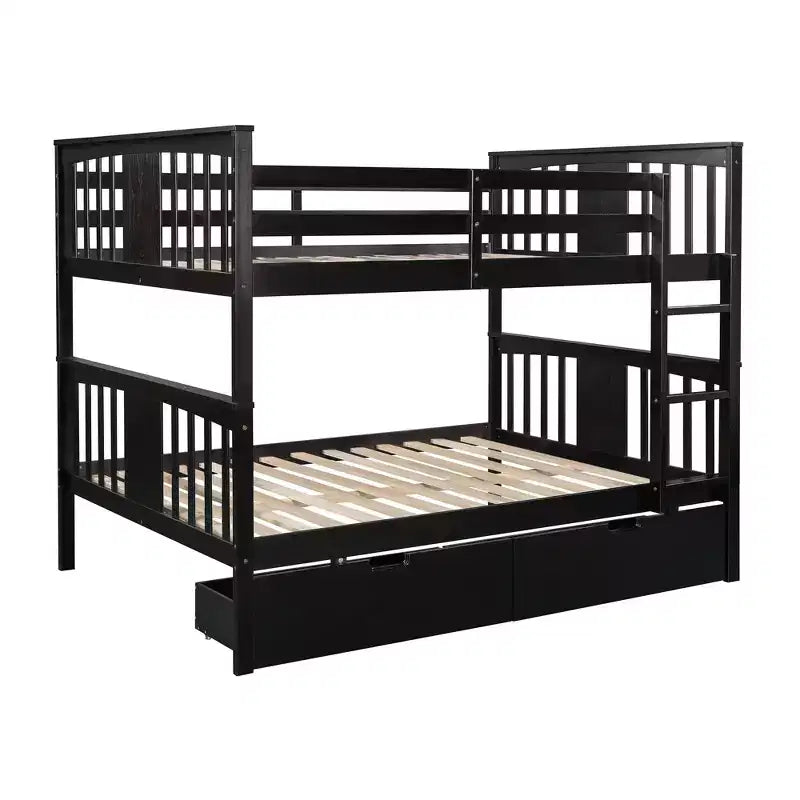 Letto a Castello Completo su Completo con Cassetti, Struttura per Letto a Castello in Legno di Dimensione Completa per Bambini Adolescenti Adulti, Convertibile in 2 Letti