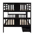 Letto a Castello Completo su Completo con Cassetti, Struttura per Letto a Castello in Legno di Dimensione Completa per Bambini Adolescenti Adulti, Convertibile in 2 Letti