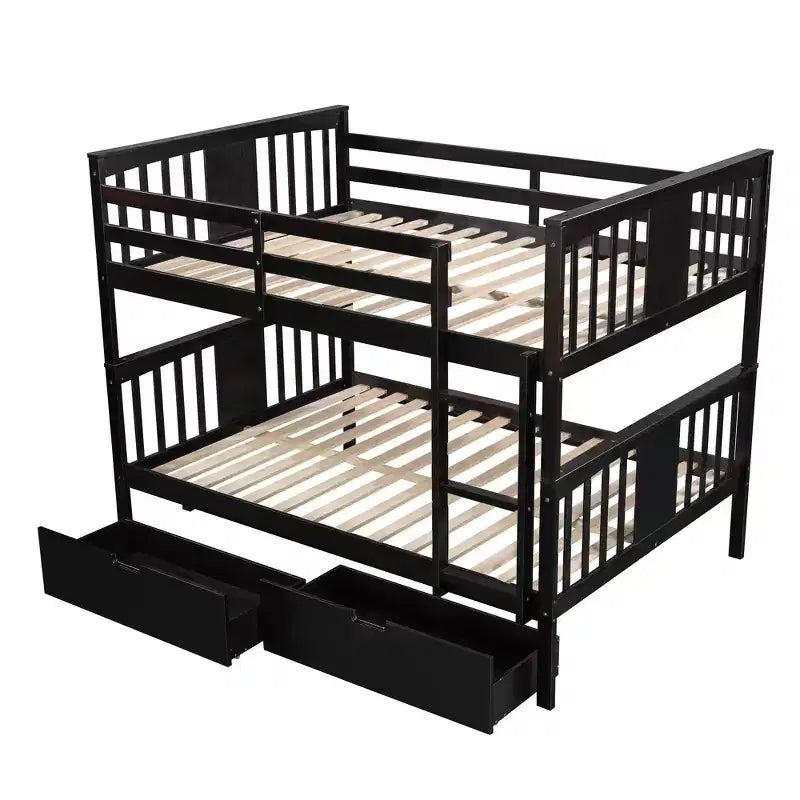 Letto a Castello Completo su Completo con Cassetti, Struttura per Letto a Castello in Legno di Dimensione Completa per Bambini Adolescenti Adulti, Convertibile in 2 Letti
