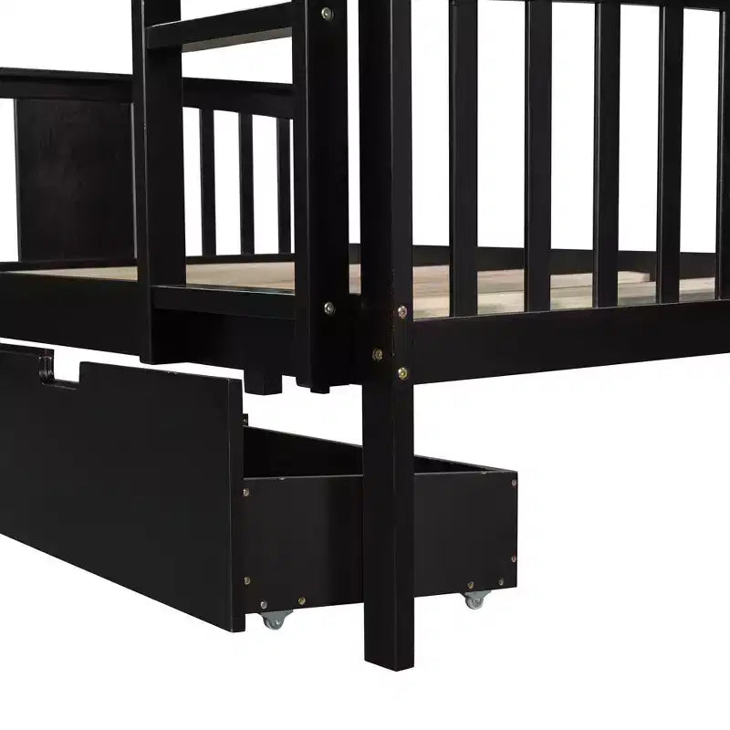 Letto a Castello Completo su Completo con Cassetti, Struttura per Letto a Castello in Legno di Dimensione Completa per Bambini Adolescenti Adulti, Convertibile in 2 Letti