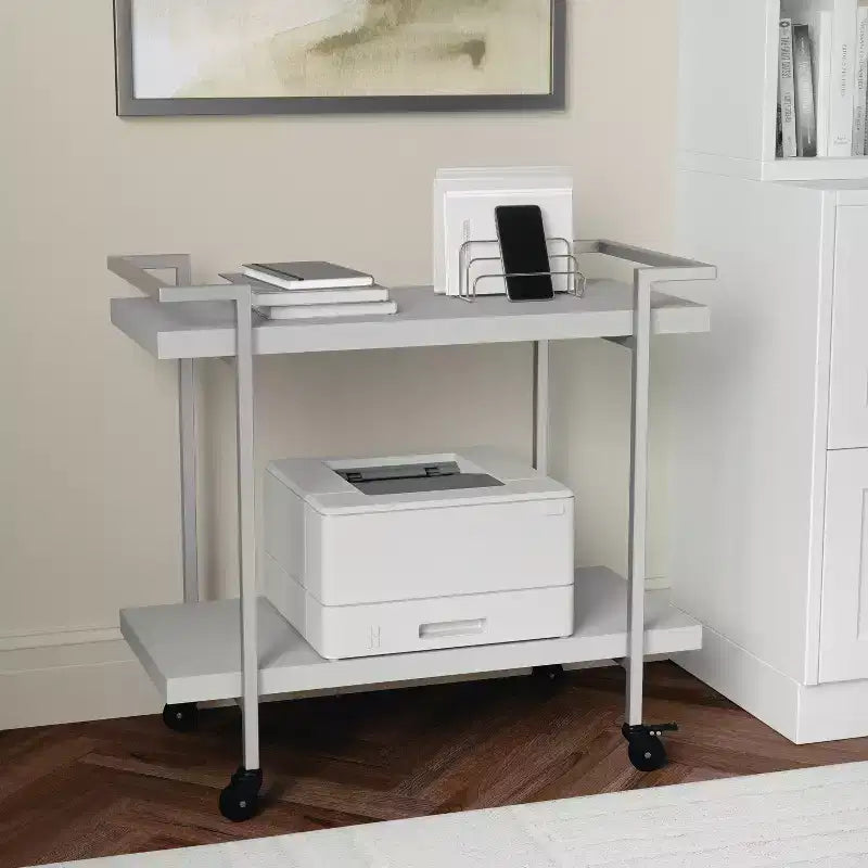 Carrello porta stampante e schedario a 2 ripiani Martha Stewart Liam con struttura in metallo