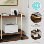 Carrello porta stampante e schedario a 2 ripiani Martha Stewart Liam con struttura in metallo