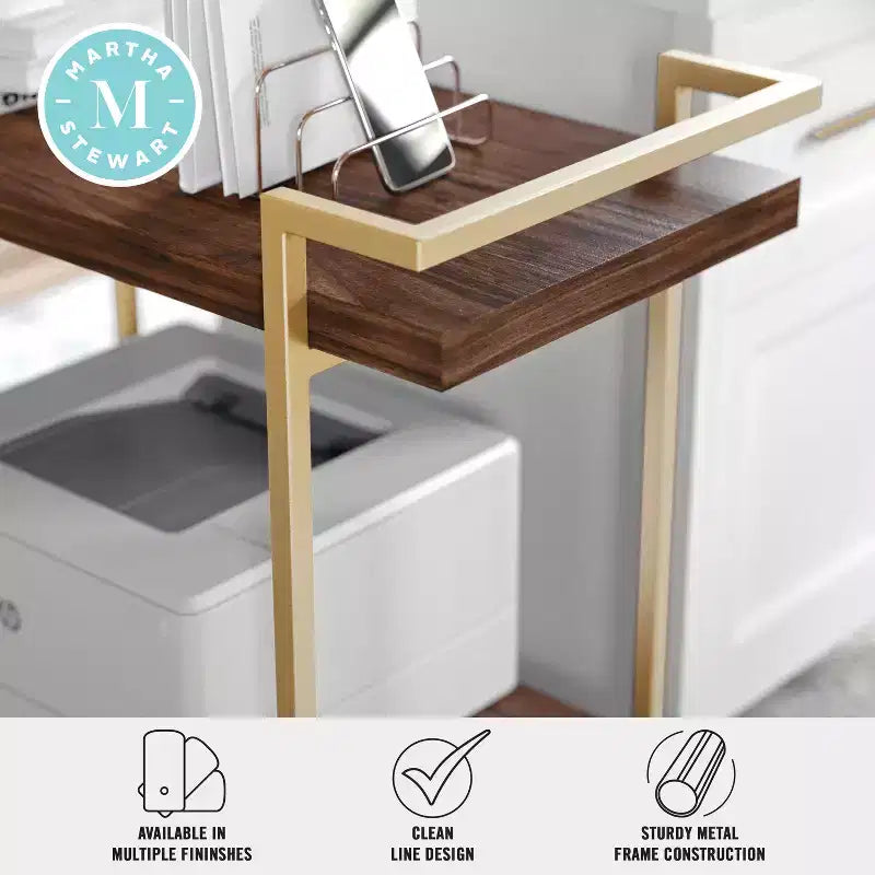 Carrello porta stampante e schedario a 2 ripiani Martha Stewart Liam con struttura in metallo