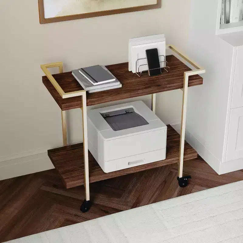 Carrello porta stampante e schedario a 2 ripiani Martha Stewart Liam con struttura in metallo