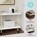 Carrello porta stampante e schedario a 2 ripiani Martha Stewart Liam con struttura in metallo