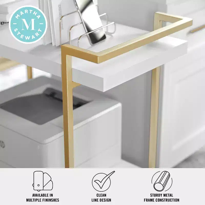 Carrello porta stampante e schedario a 2 ripiani Martha Stewart Liam con struttura in metallo