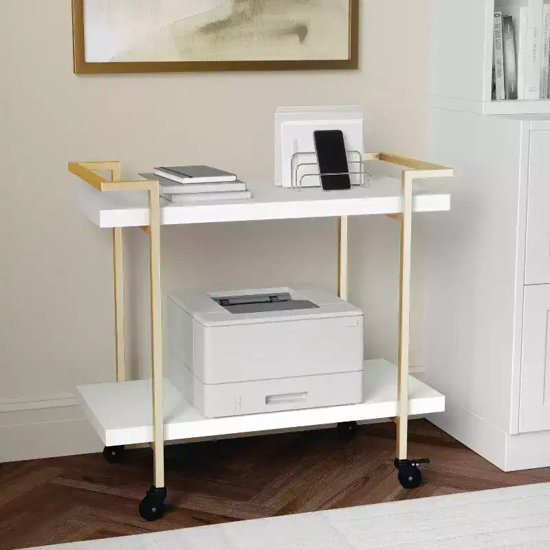 Carrello porta stampante e schedario a 2 ripiani Martha Stewart Liam con struttura in metallo
