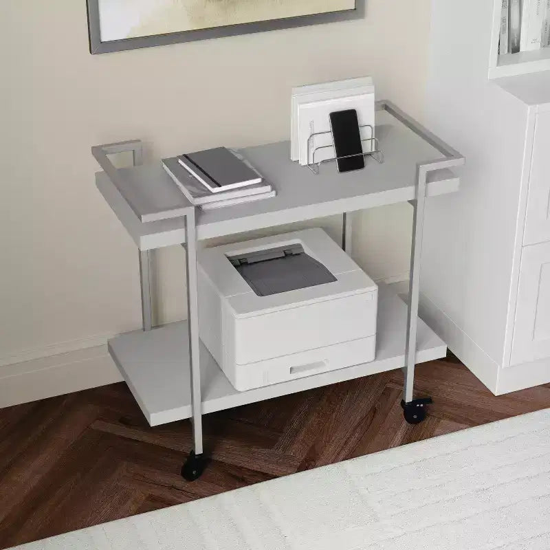 Carrello porta stampante e schedario a 2 ripiani Martha Stewart Liam con struttura in metallo