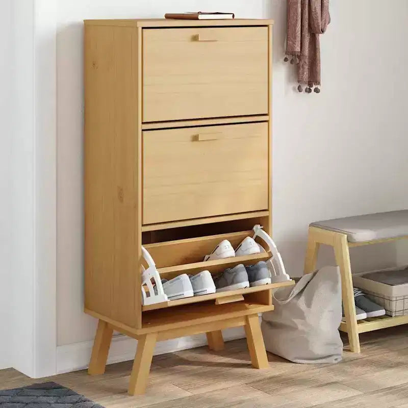 vidaXL Scarpiera in legno massello di pino con finitura a cera, legno ingegnerizzato