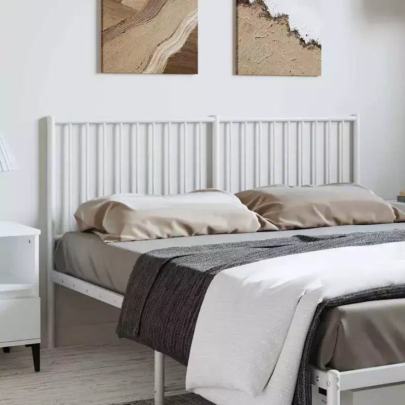 vidaXL Testiera in Metallo da 90 cm per Letti Matrimoniali, Testiera Resistente in Acciaio per Camera da Letto Moderna Minimalista, Montaggio Semplice, Bianca