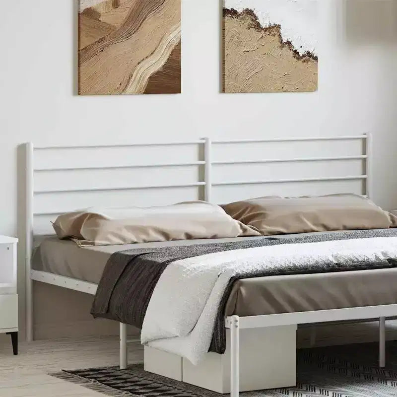 vidaXL Testiera in Metallo da 90 cm per Letti King Size, Testiera Durevole in Acciaio per Camera da Letto Moderna Minimalista, Facile da Montare, Bianca