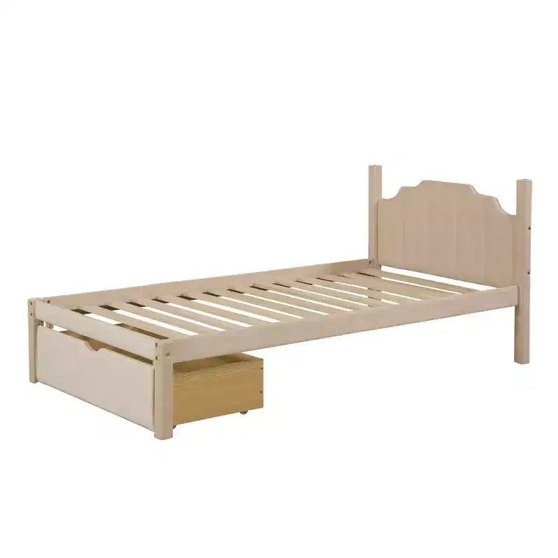 Letto a castello triplo in legno Full over Twin & Twin con cassetti e sponde di sicurezza, per 3 bambini, per camera da letto, beige