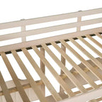 Letto a castello triplo in legno Full over Twin & Twin con cassetti e sponde di sicurezza, per 3 bambini, per camera da letto, beige