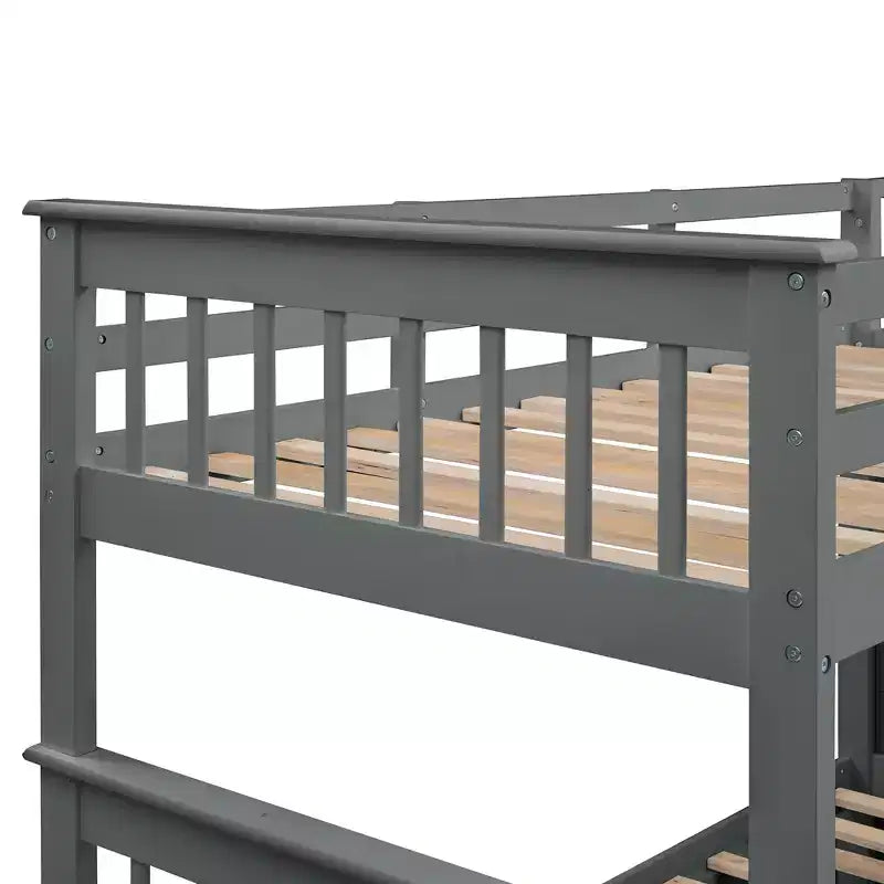 Letto a Castello per Bambini, con Materasso da Una Piazza e Mezza e da Una Piazza, con Scaletta Contenitore e Sponda di Sicurezza