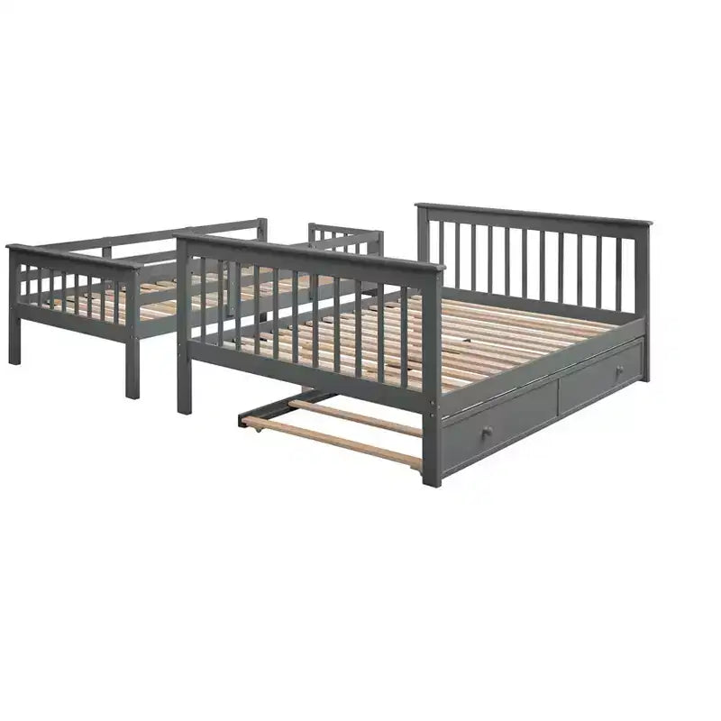 Letto a Castello per Bambini, con Materasso da Una Piazza e Mezza e da Una Piazza, con Scaletta Contenitore e Sponda di Sicurezza