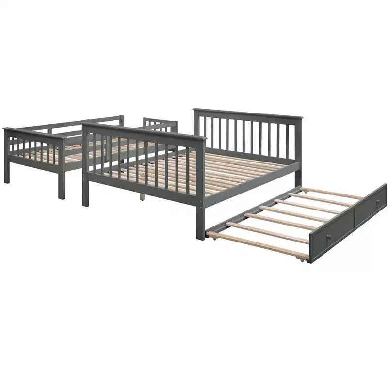 Letto a Castello per Bambini, con Materasso da Una Piazza e Mezza e da Una Piazza, con Scaletta Contenitore e Sponda di Sicurezza