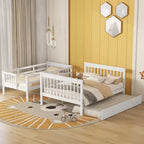 Letto a Castello per Bambini, con Materasso da Una Piazza e Mezza e da Una Piazza, con Scaletta Contenitore e Sponda di Sicurezza