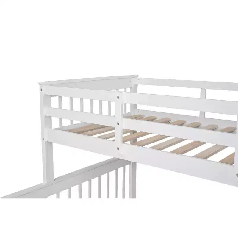 Letto a Castello per Bambini, con Materasso da Una Piazza e Mezza e da Una Piazza, con Scaletta Contenitore e Sponda di Sicurezza