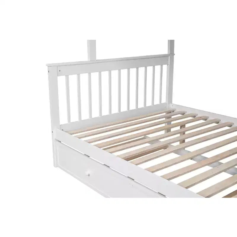 Letto a Castello per Bambini, con Materasso da Una Piazza e Mezza e da Una Piazza, con Scaletta Contenitore e Sponda di Sicurezza