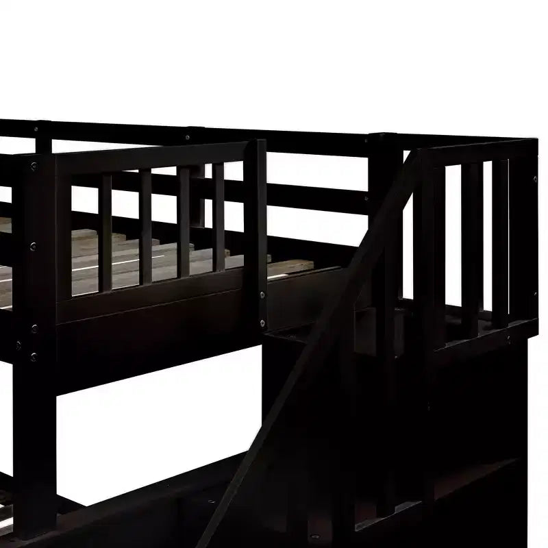 Letto a Castello per Bambini, con Materasso da Una Piazza e Mezza e da Una Piazza, con Scaletta Contenitore e Sponda di Sicurezza