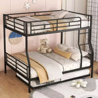 Metal Bunk Beds with Trundle, Heavy Duty Bunk Bed Frame for Kids Teens Adults