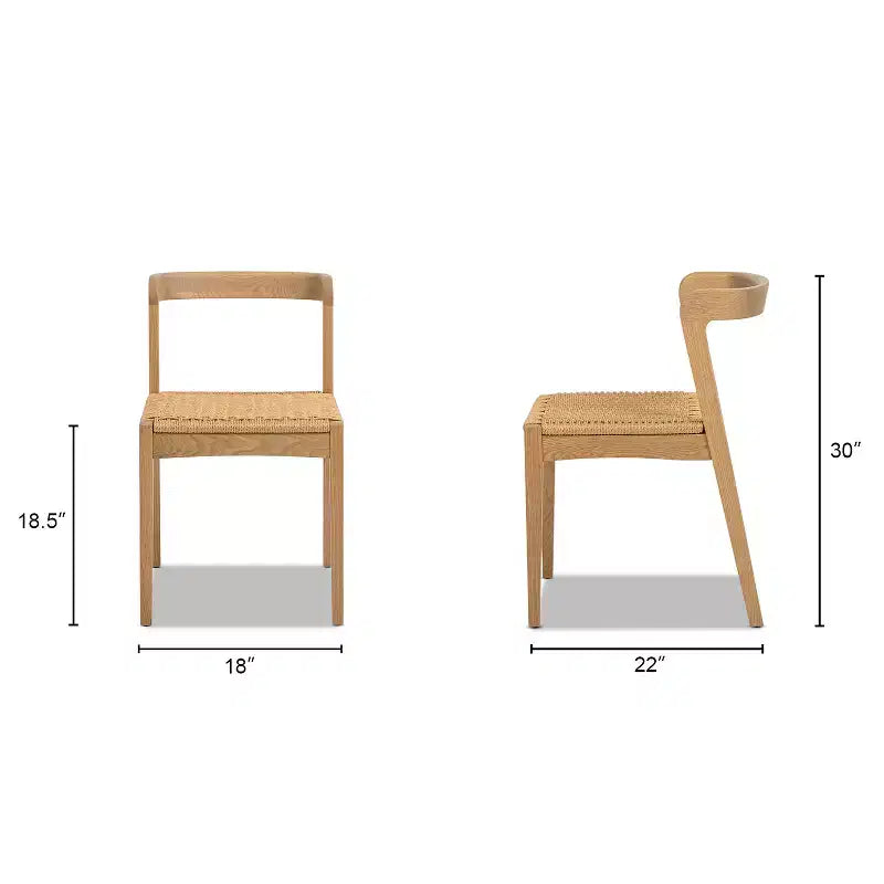 Sedia da pranzo Capri in legno di rovere con seduta intrecciata