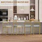Sgabello da bar, rivestimento in similpelle, struttura in metallo, design ergonomico, comoda seduta imbottita, schienale robusto, set da due