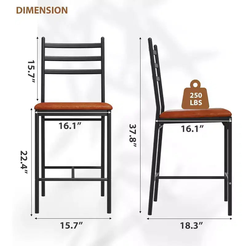 Sgabello da bar, rivestimento in similpelle, struttura in metallo, design ergonomico, comoda seduta imbottita, schienale robusto, set da due