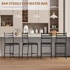 Sgabello da bar, rivestimento in similpelle, struttura in metallo, design ergonomico, comoda seduta imbottita, schienale robusto, set da due