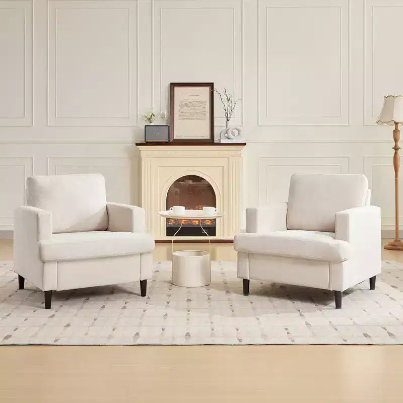 Poltrona moderna in lino per soggiorno, poltrona singola con gambe in legno e cuscino, poltrona laterale in tessuto per soggiorno