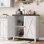 Madia da Fattoria con Ripiani, Mobile da Cucina con Ripiani Regolabili e 2 Ante a Scomparsa, Credenza Moderna in Legno per Sala da Pranzo