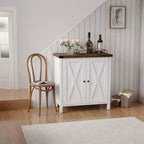 Madia da Fattoria con Ripiani, Mobile da Cucina con Ripiani Regolabili e 2 Ante a Scomparsa, Credenza Moderna in Legno per Sala da Pranzo