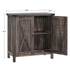 Madia da Fattoria con Ripiani, Mobile da Cucina con Ripiani Regolabili e 2 Ante a Scomparsa, Credenza Moderna in Legno per Sala da Pranzo