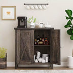 Madia da Fattoria con Ripiani, Mobile da Cucina con Ripiani Regolabili e 2 Ante a Scomparsa, Credenza Moderna in Legno per Sala da Pranzo