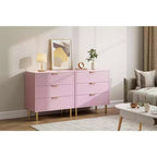 Cassettiera COZONY rosa a 3 cassetti per camera da letto, cassettiera moderna in legno con maniglie dorate, mobiletto organizer per soggiorno, corridoio