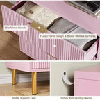 Cassettiera COZONY rosa a 3 cassetti per camera da letto, cassettiera moderna in legno con maniglie dorate, mobiletto organizer per soggiorno, corridoio