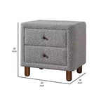 Comodino Royal Hampton 20 pollici, 2 cassetti, rivestimento Bouclé