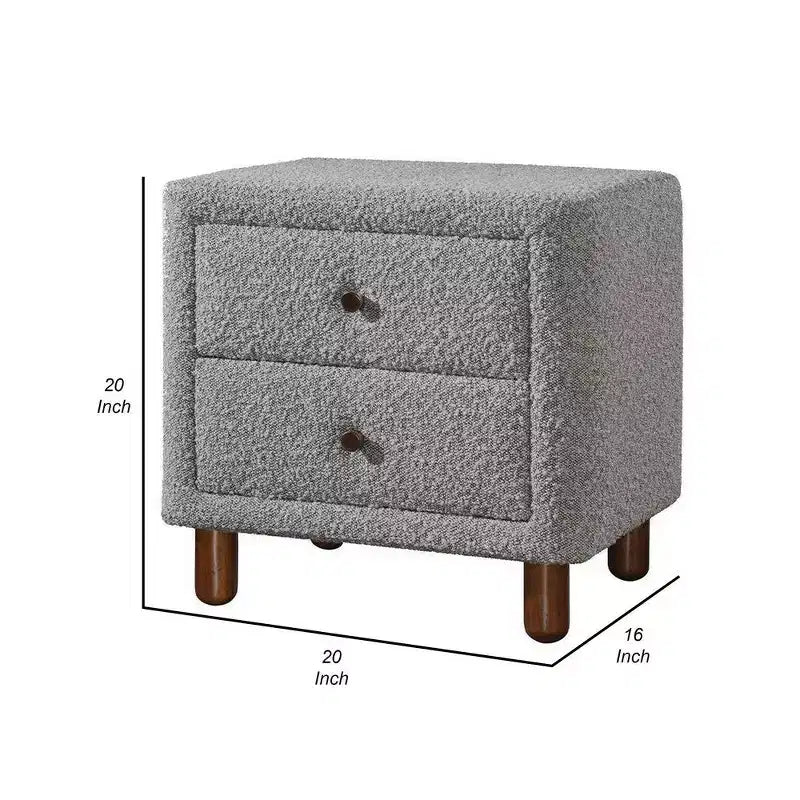 Comodino Royal Hampton 20 pollici, 2 cassetti, rivestimento Bouclé