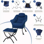 Poltrona reclinabile, sedie moderne da salotto, poltrona ergonomica da lettura con braccioli, poltrona comoda con poggiapiedi per camera da letto e ufficio
