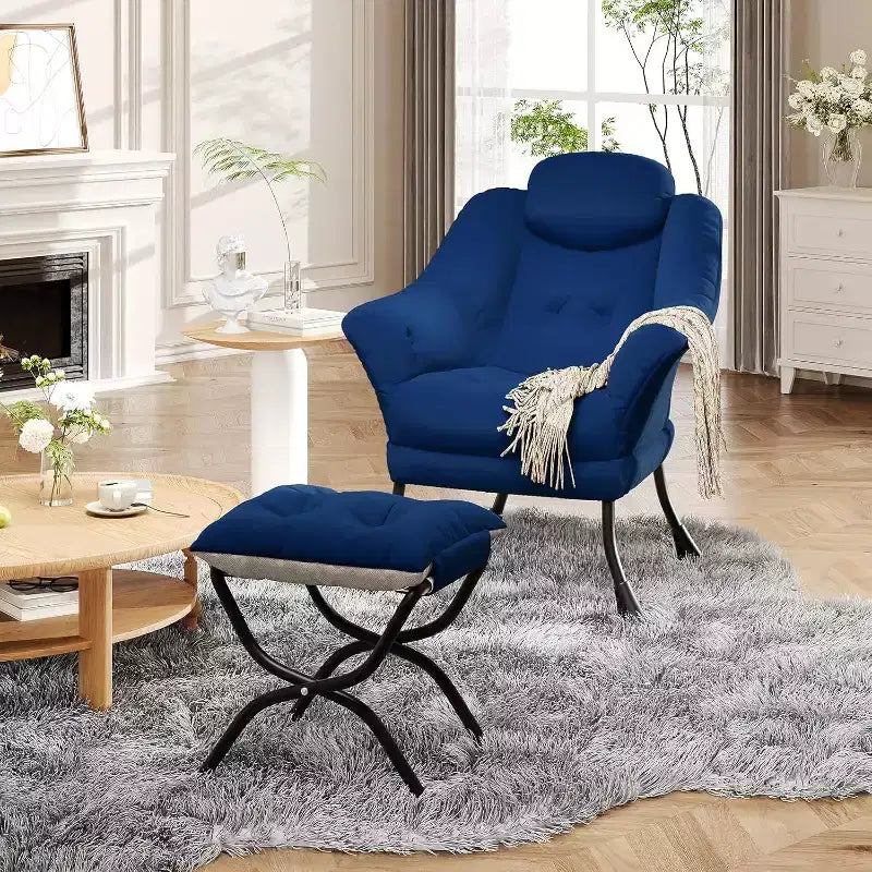 Poltrona reclinabile, sedie moderne da salotto, poltrona ergonomica da lettura con braccioli, poltrona comoda con poggiapiedi per camera da letto e ufficio