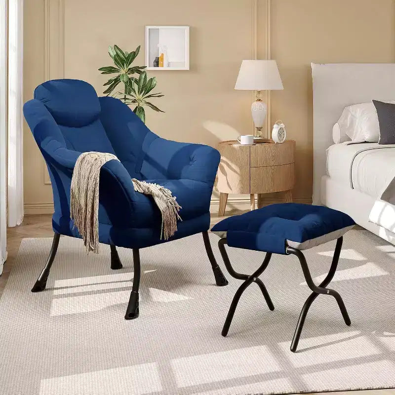 Poltrona reclinabile, sedie moderne da salotto, poltrona ergonomica da lettura con braccioli, poltrona comoda con poggiapiedi per camera da letto e ufficio