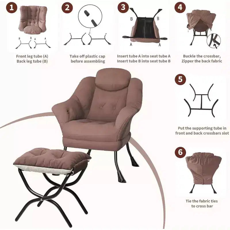 Poltrona reclinabile, sedie moderne da salotto, poltrona ergonomica da lettura con braccioli, poltrona comoda con poggiapiedi per camera da letto e ufficio