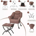 Poltrona reclinabile, sedie moderne da salotto, poltrona ergonomica da lettura con braccioli, poltrona comoda con poggiapiedi per camera da letto e ufficio
