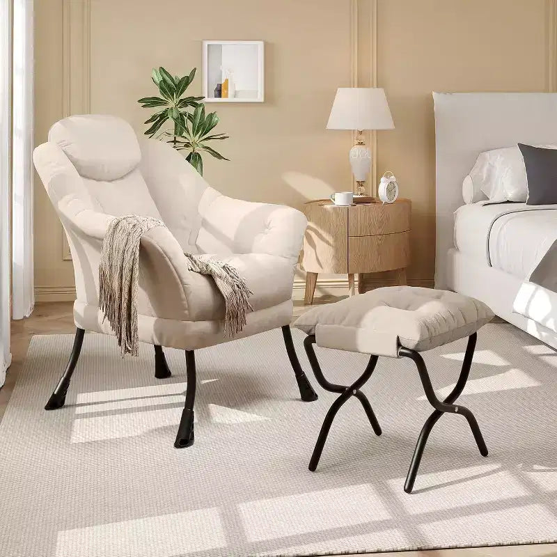 Poltrona reclinabile, sedie moderne da salotto, poltrona ergonomica da lettura con braccioli, poltrona comoda con poggiapiedi per camera da letto e ufficio