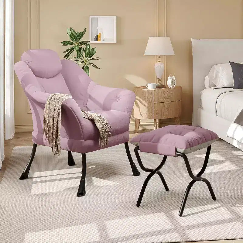Poltrona reclinabile, sedie moderne da salotto, poltrona ergonomica da lettura con braccioli, poltrona comoda con poggiapiedi per camera da letto e ufficio